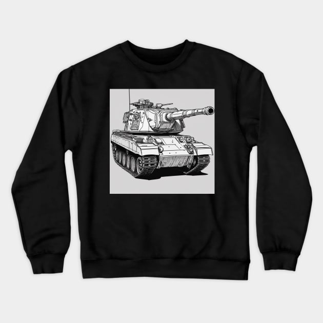 Black and white tank illustration Crewneck Sweatshirt by nonagobich